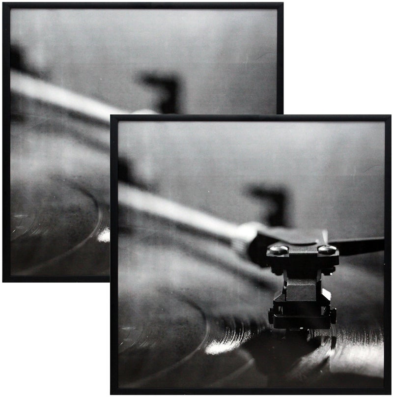 Smashed Banana Black Music Album Frame - Made to Display Vinyl LP Album Covers 12.5" x 12.5" - Two Frames - Brushed Aluminum Finish - Hanging Hardware Installed with No Assembly Required - Record LP Cover 2-Pack - Image 1